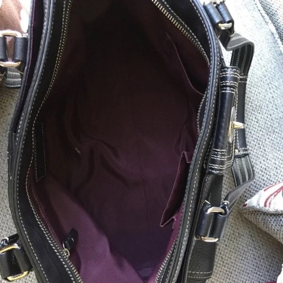 COACH  F13960 Black Hampton Pebble Leather Tote - Picture 7 of 8